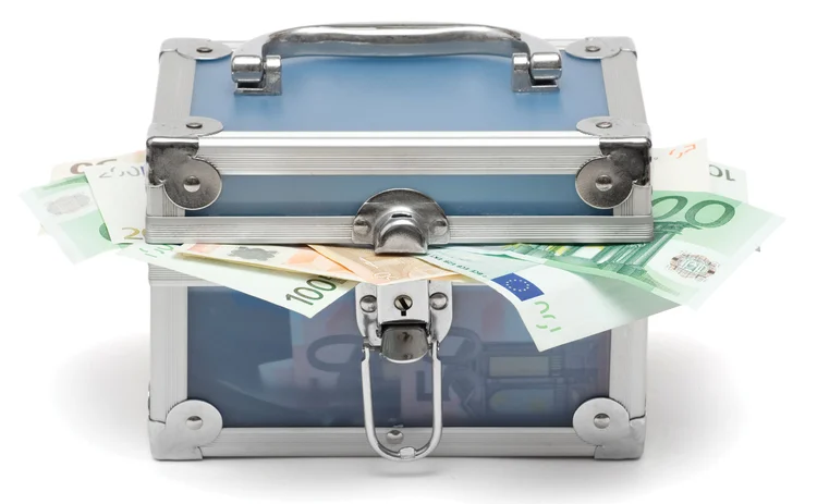 Euro banknotes in a chest
