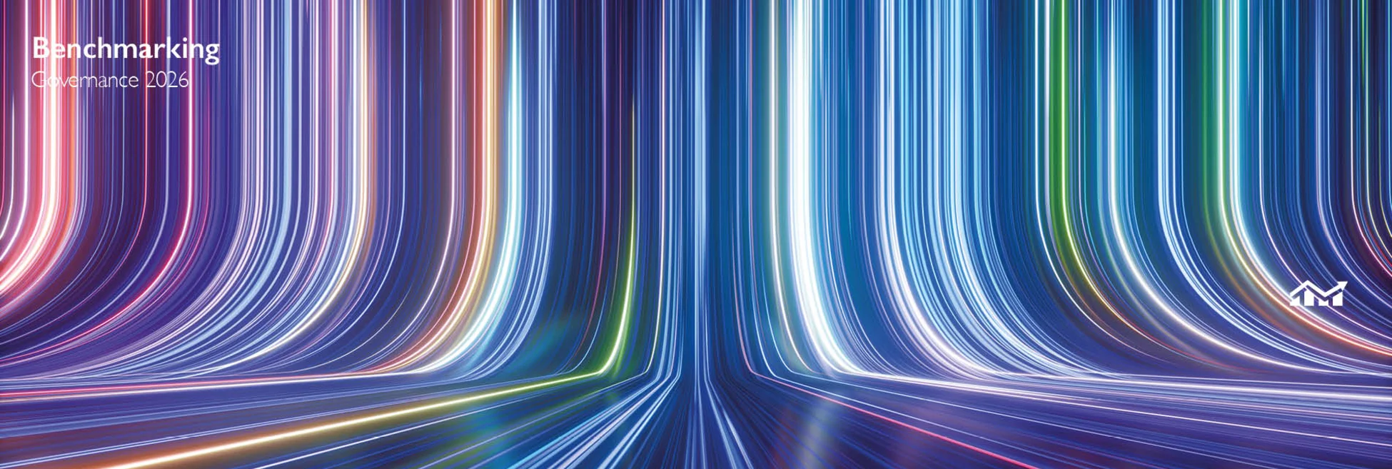 Abstract image of blue, purple, red and green lines breaking at a right angle