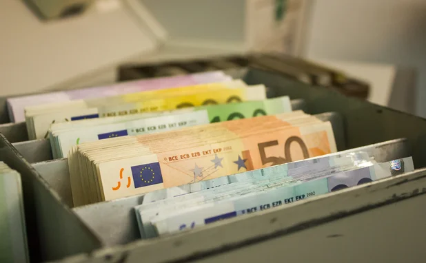 Euro notes in drawer