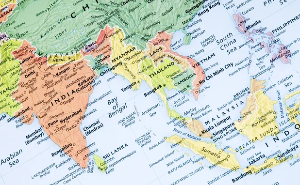 Thailand, Malaysia, Singapore map