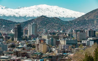 Kabul skyline with mountains in distance