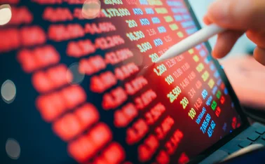 Digital screen with red numbers signifying a financial crisis