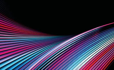 A series of lines in pink, purple, blue and white on a black background 