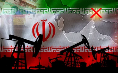 Iran oil and map abstract