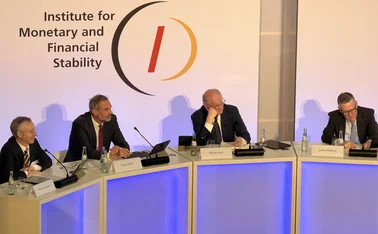 Left to right: Michael Krause, Frank Smets, Philip Lane and James Bullard