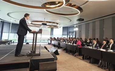 Central Banking’s Chris Jeffery speaking at the Kuala Lumpur meetings