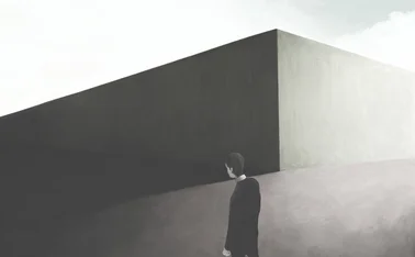 Illustration of man walking into the shadow