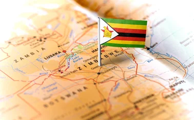 Zimbabwe flag and map 