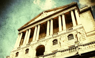 Bank of England building with a retro-style filter applied