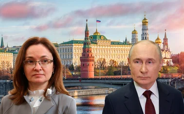 Nabiullina and Putin montage