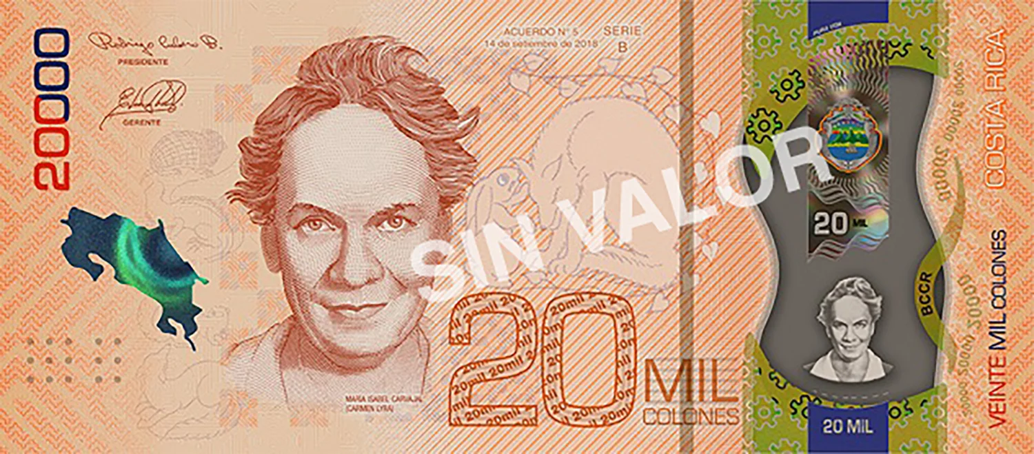 Costa Rican polymer banknote