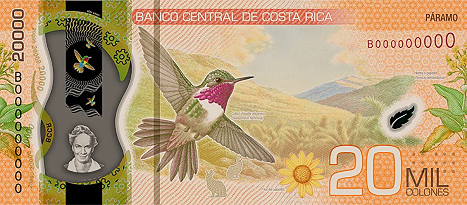 Costa Rican polymer banknote