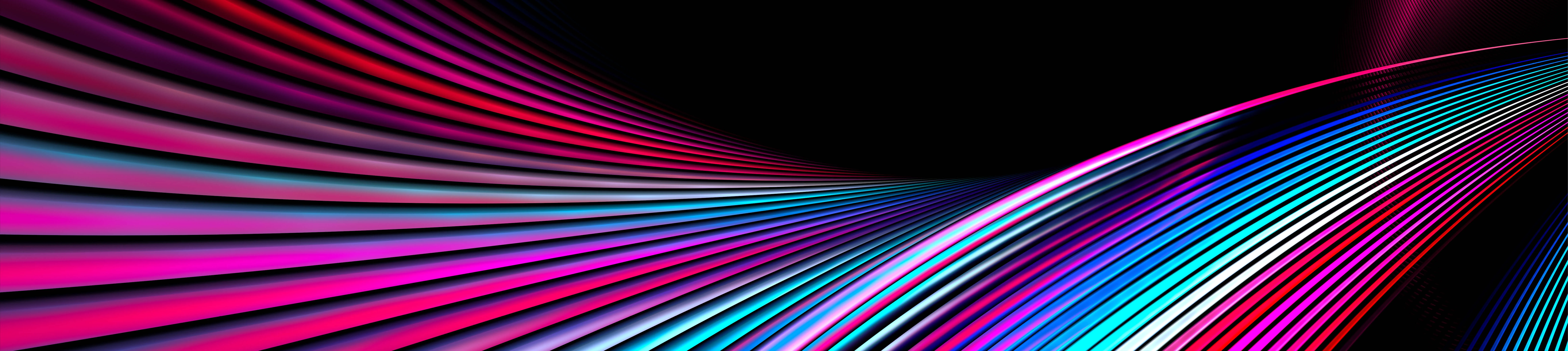A series of lines in pink, purple, blue and white on a black background 