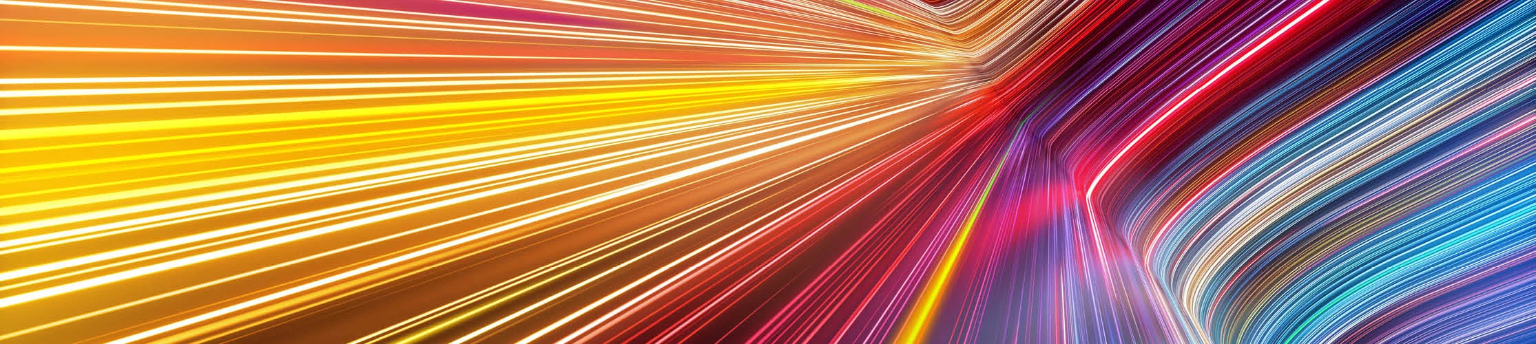 image of multicoloured bright lines bending in the middle 