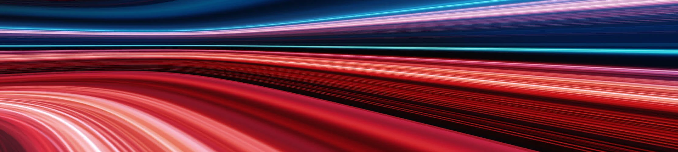 Red, blue and purple lines all converging on a bend