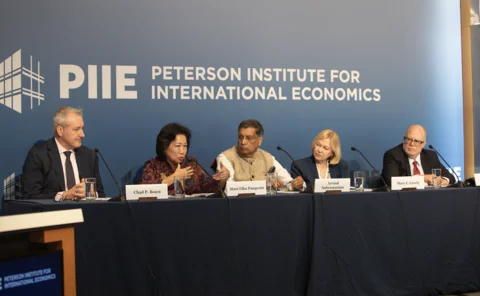 Chad Bown, Mari Elka Pangestu, Arvind Subramanian, Mary Lovely and Adam Posen