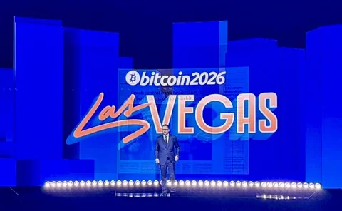 Governor Michl delivers his keynote on the Bitcoin 2026 stage in Las Vegas