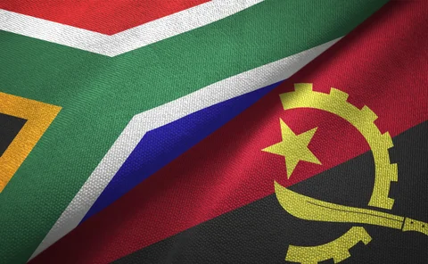 The flags of South Africa and Angola