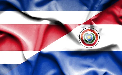 A montage of the flags of Costa Rica and Paraguay