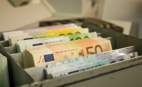 Euro notes in drawer