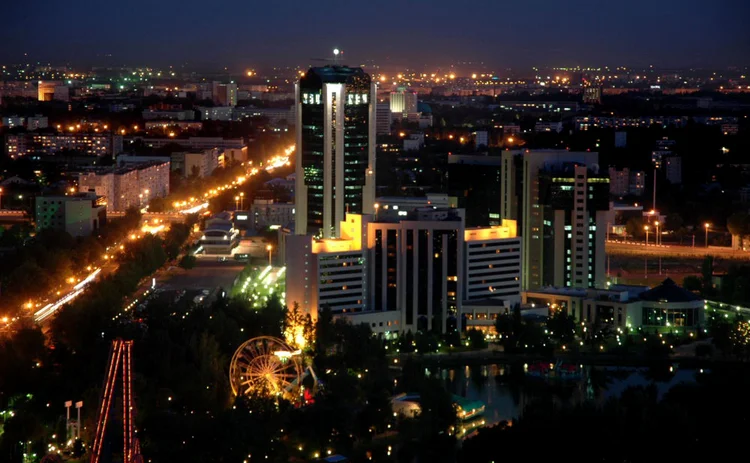 Uzbek capital Tashkent at night