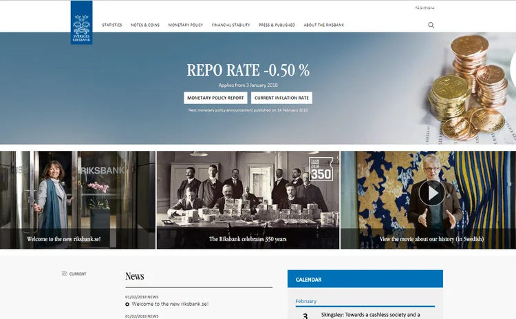 Riksbank's new website