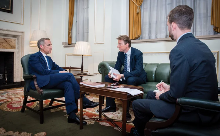 L to R: Mark Carney with Central Banking’s Christopher Jeffery and Daniel Hinge