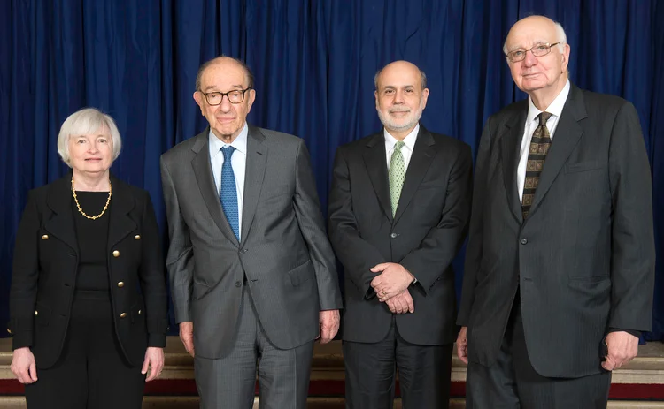 L to R: Janet Yellen, Alan Greenspan, Ben Bernanke and Paul Volcker