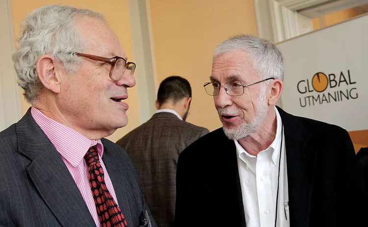 L to R: Charles Goodhart and economist Lars EO Svensson in 2013