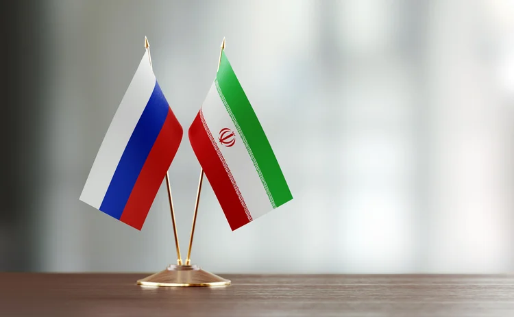 Iran and Russia flags 
