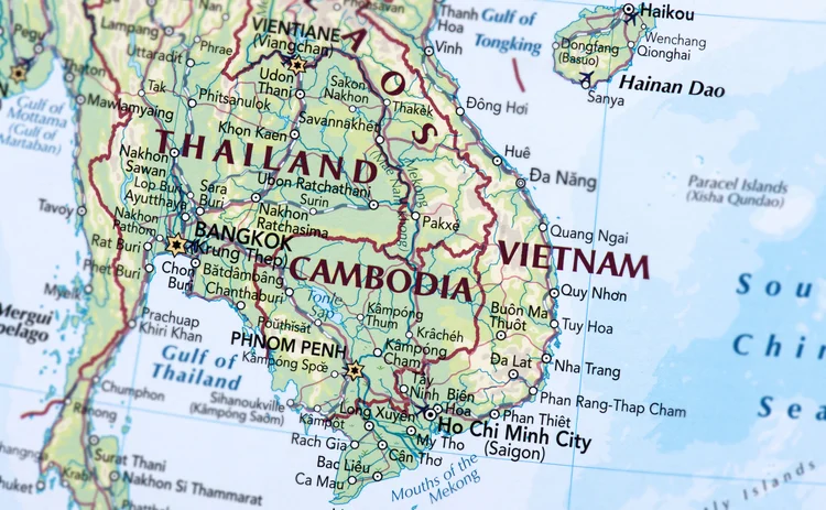 Vietnam, Cambodia, Thailand map