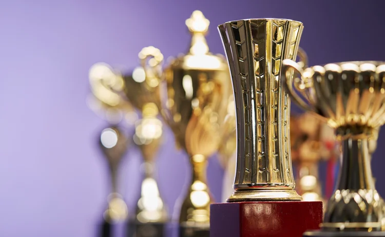 Golden awards trophies 