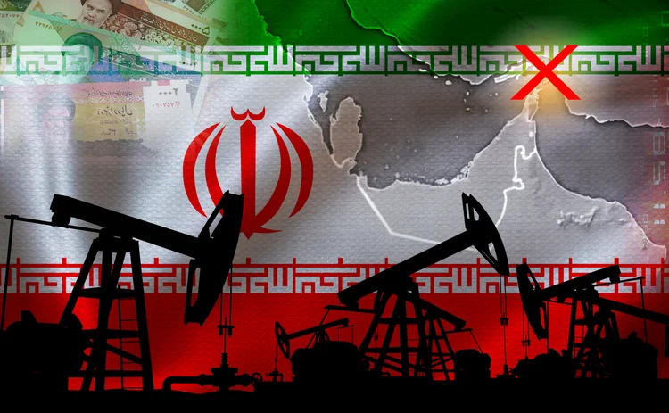 Iran oil and map abstract