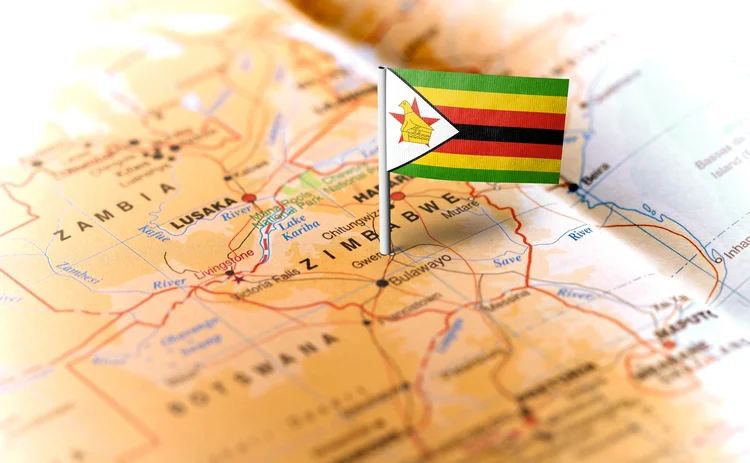 Zimbabwe flag and map 