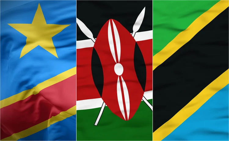 Democratic Republic of the Congo, Kenya and Tanzania flags