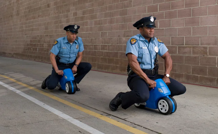 Police on toy bikes