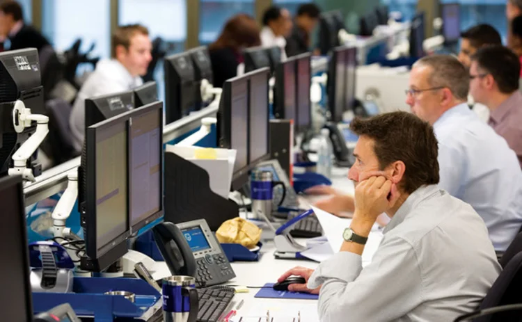 Workers at a HSBC office