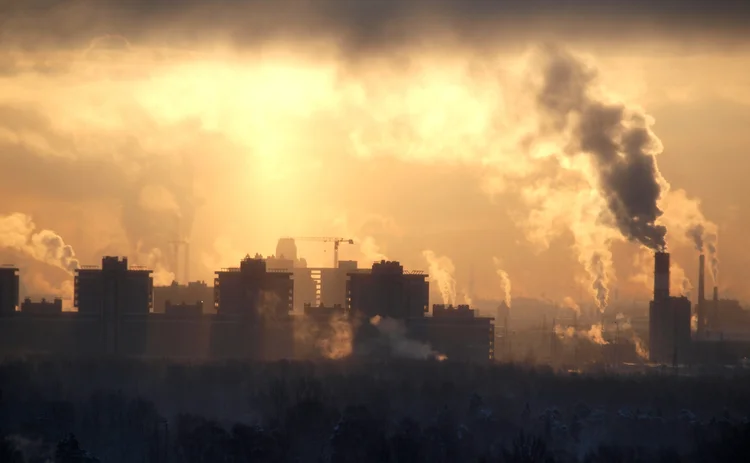 Polluted city skyline