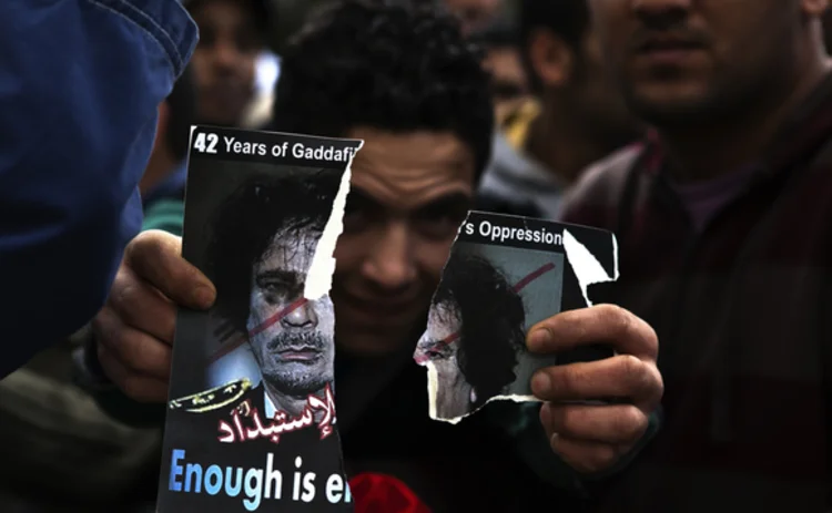 Anti Gaddafi protestors in Malta