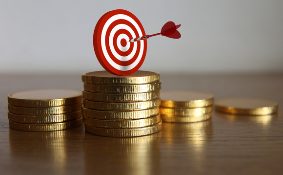 Coins and a bullseye target 