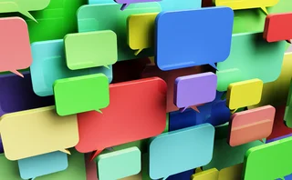 Lots of overlapping speech bubbles in different colours and sizes