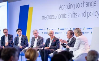 Andrew Bailey, Chang Yong Rhee, Jerome Powell, Christine Lagarde, Kazuo Ueda and Francine Lacqua