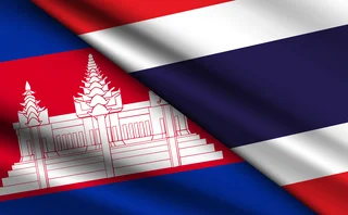 The flags of Thailand and Cambodia