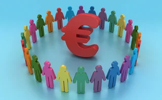 Euro symbol surrounded by a network of people