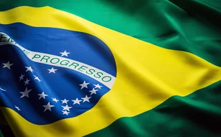 Close up of the flag of Brazil
