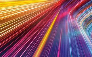 image of multicoloured bright lines bending in the middle 