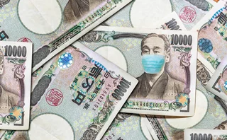 Asia banknotes with a Covid mask