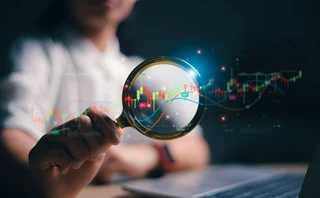 Person at a laptop querying FX candlestick chart