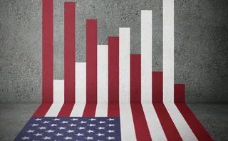 Graphic based on US stars and stripes modified to resemble a bar chart