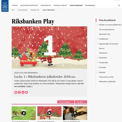 Sveriges Riksbank advent calendar